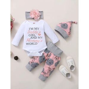 SuperBaby New Infant 4 Piece Set "I'M MY Daddy's GIRL AND MY Mommy's World" 9-12